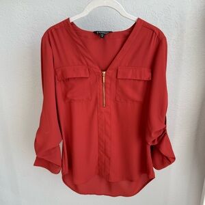 Express Vibrant Red Blouse with Zipper XS